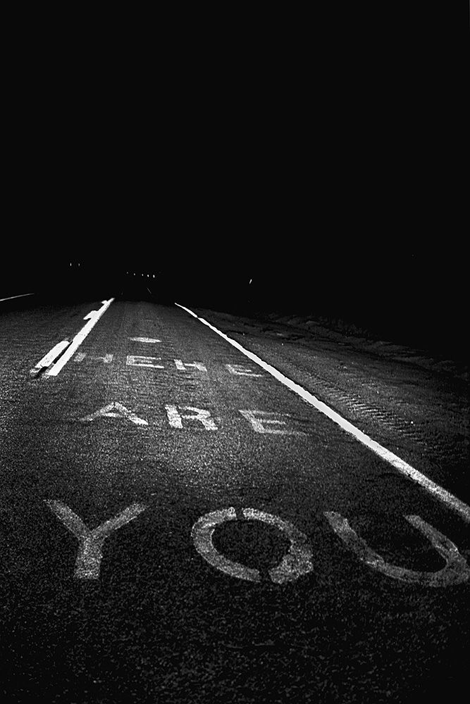 graffiti sprayed on route 66 west of Goffs